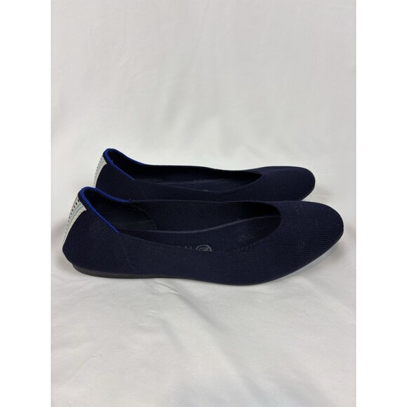 Rothy's The Square Toe Flats Navy Blue Size 8 Heel Stripe Accent Ballet Washable - Picture 7 of 14